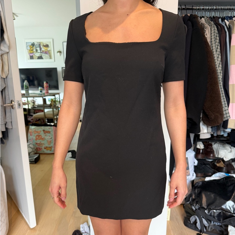 Rumored Classic Square-Neck Black Mini Dress